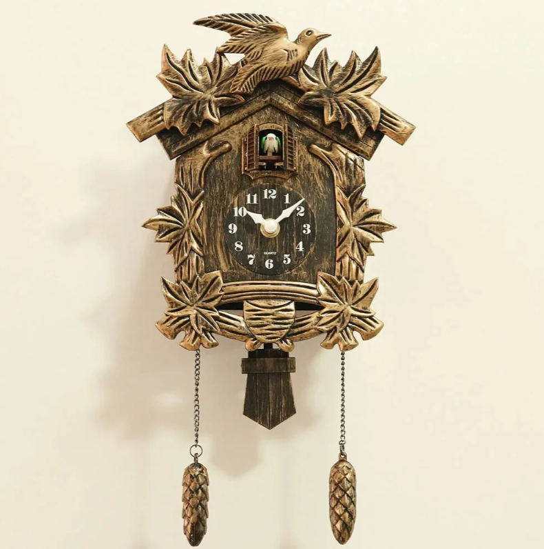 Horloge Murale Coucou Résine 38 cm Pendule Sonore