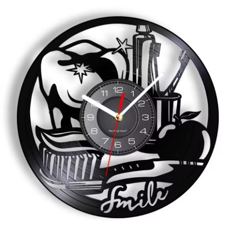 Horloge Murale Vinyle Silencieuse 30 cm Motif Dentiste — 8 Modèles