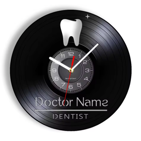 Horloge Murale Vinyle Silencieuse 30 cm Motif Dentiste — 8 Modèles