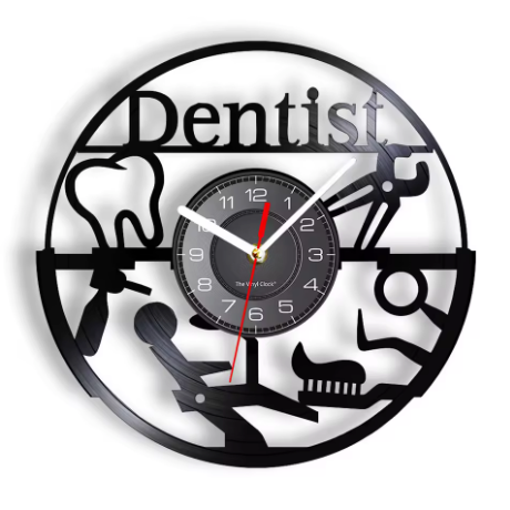 Horloge Murale Vinyle Silencieuse 30 cm Motif Dentiste — 8 Modèles