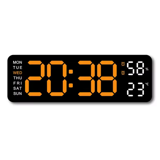Horloge Murale Numérique LED 22,8cm Température Hygrométrie 10 Modèles
