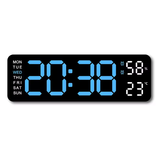 Horloge Murale Numérique LED 22,8cm Température Hygrométrie 10 Modèles