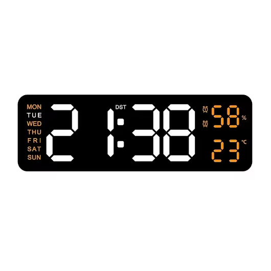 Horloge Murale Numérique LED 22,8cm Température Hygrométrie 10 Modèles