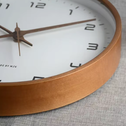 Horloge Murale Ronde Bois Nordique 30cm Mécanisme Silencieux 4 Modèles
