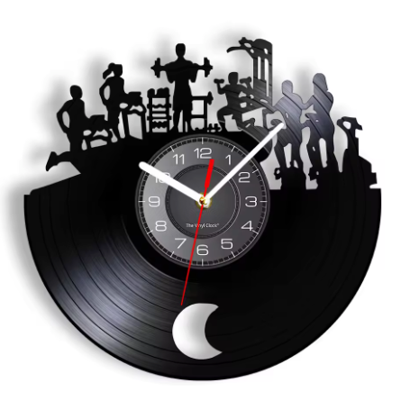 Horloge Murale Disque Vinyle Fitness Silencieuse – 30 cm – 9 Modèles