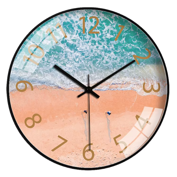 Horloge Murale Paysage Verre Trempé Silencieuse – 20 cm – 10 Modèles
