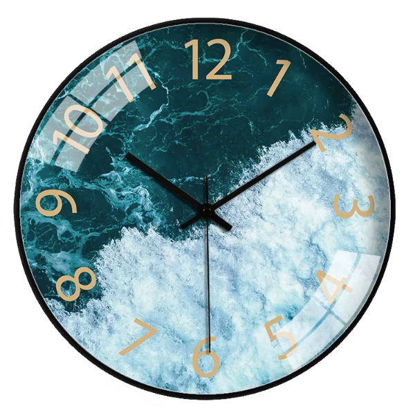 Horloge Murale Paysage Verre Trempé Silencieuse – 20 cm – 10 Modèles