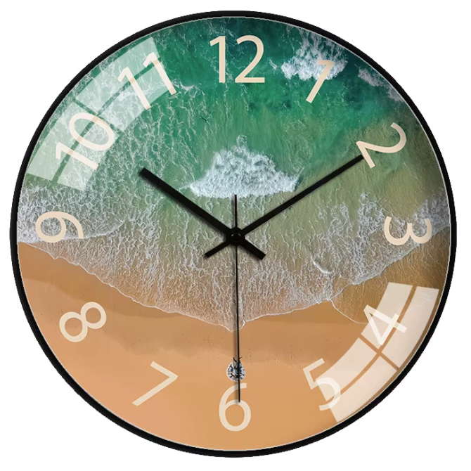 Horloge Murale Paysage Verre Trempé Silencieuse – 20 cm – 10 Modèles