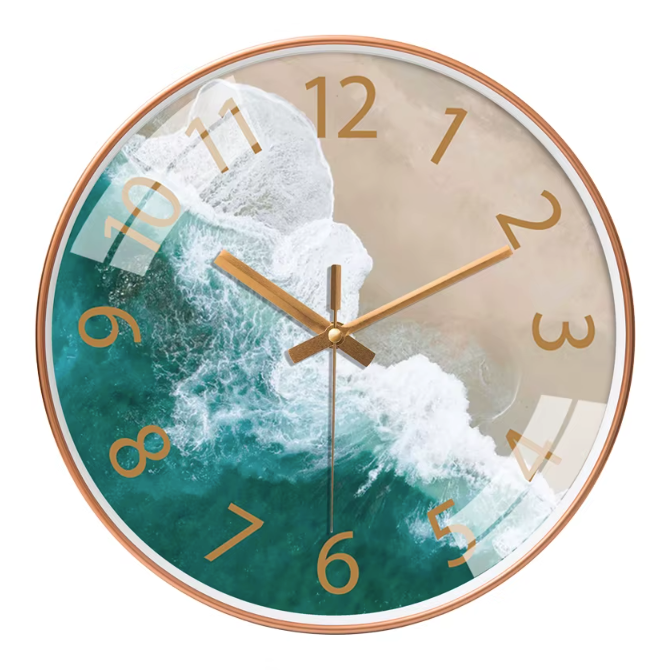 Horloge Murale Paysage Verre Trempé Silencieuse – 20 cm – 10 Modèles