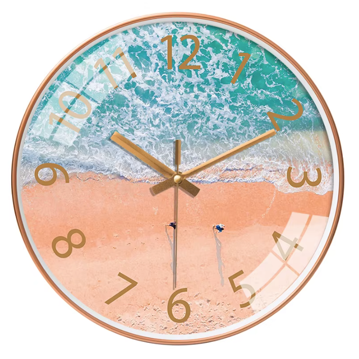 Horloge Murale Paysage Verre Trempé Silencieuse – 20 cm – 10 Modèles