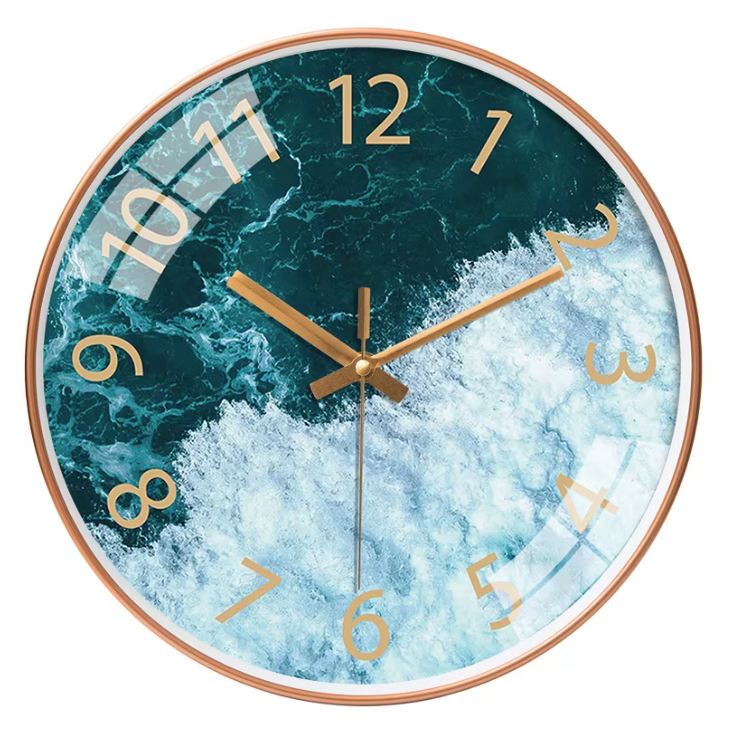 Horloge Murale Paysage Verre Trempé Silencieuse – 20 cm – 10 Modèles