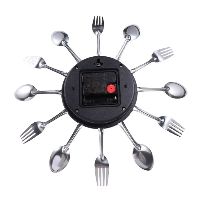 Horloge Murale Cuisine Couverts Métal Silencieuse – 32 cm