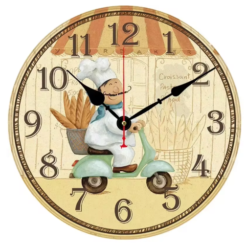 Horloge Murale Cuisine Bambou & Bois 25cm 30cm Mécanisme Silencieux 4 Modèles