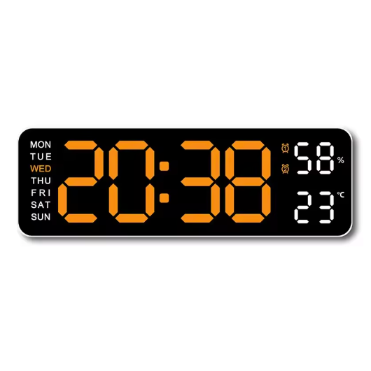 Horloge Murale Numérique LED 22,8cm Température Hygrométrie 10 Modèles