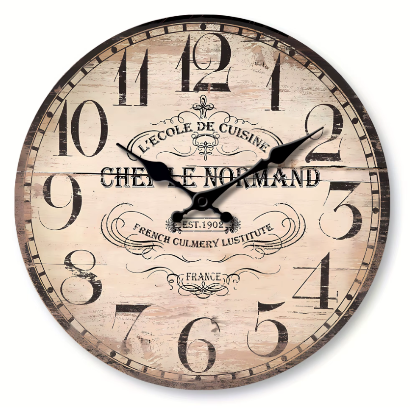 Horloge Murale Vintage Bois Silencieuse – 25, 30, 35, 40 cm