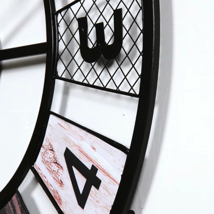 Grande Horloge Murale Industrielle Métal Silencieuse – 60 cm
