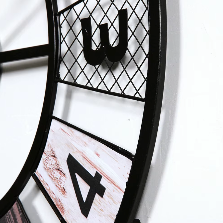 Grande Horloge Murale Industrielle Métal Silencieuse – 60 cm