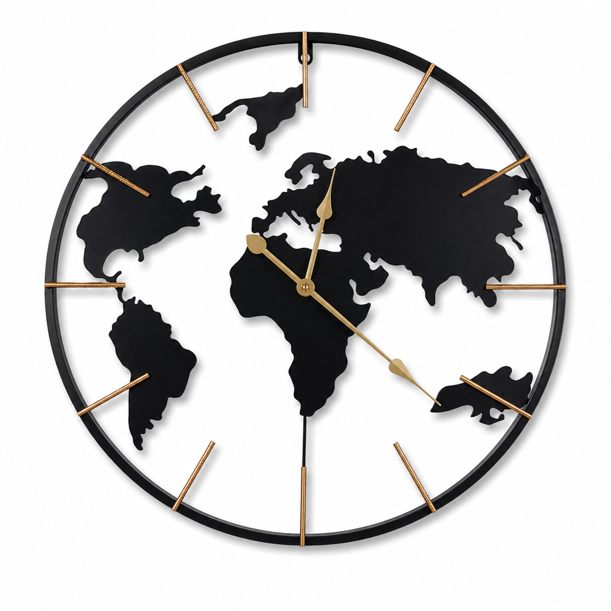 Horloge Murale Métal Carte du Monde 60cm Mécanisme Silencieux