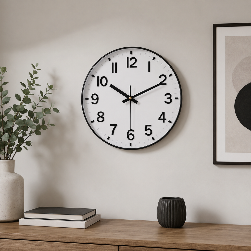 Horloge Murale Ronde Verre Trempé 20–30cm Silencieuse 9 Modèles