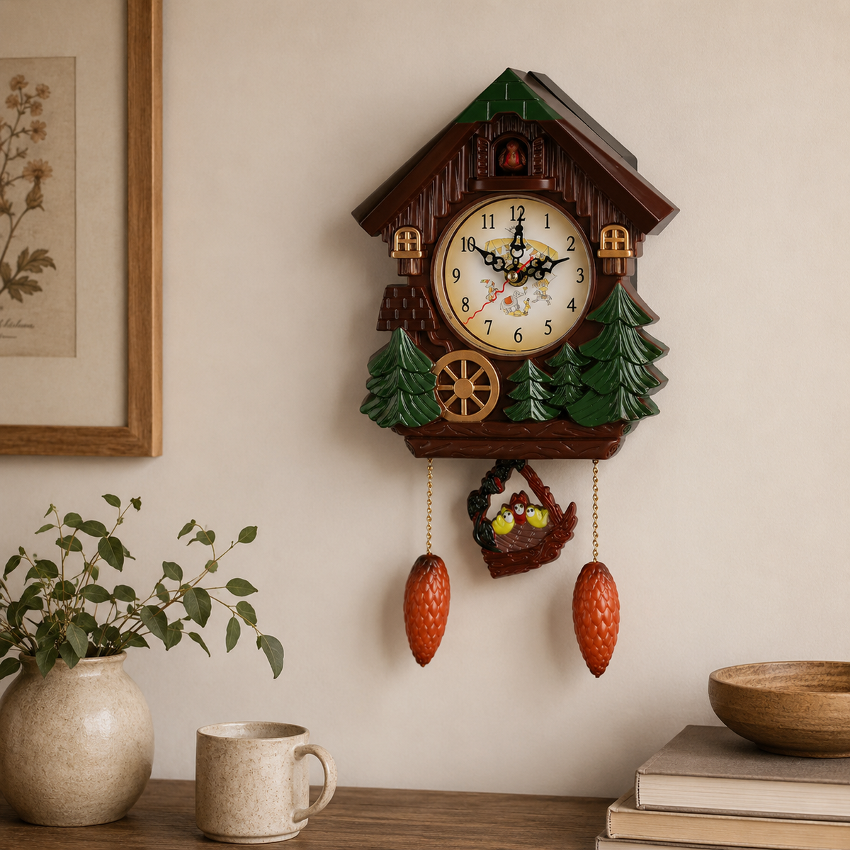 Horloge Murale Coucou Maison Forêt Pendule – 32 cm