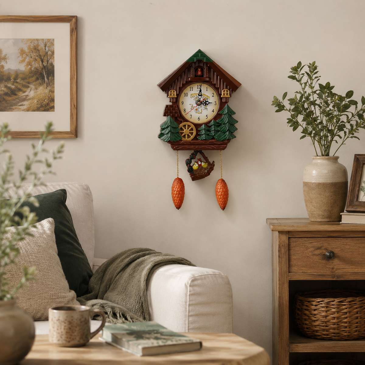 Horloge Murale Coucou Maison Forêt Pendule – 32 cm