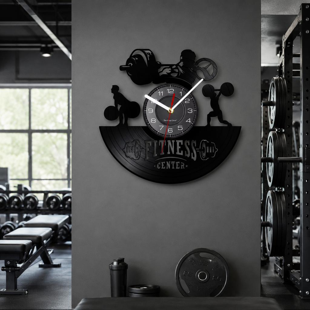 Horloge Murale Disque Vinyle Fitness Silencieuse – 30 cm – 9 Modèles
