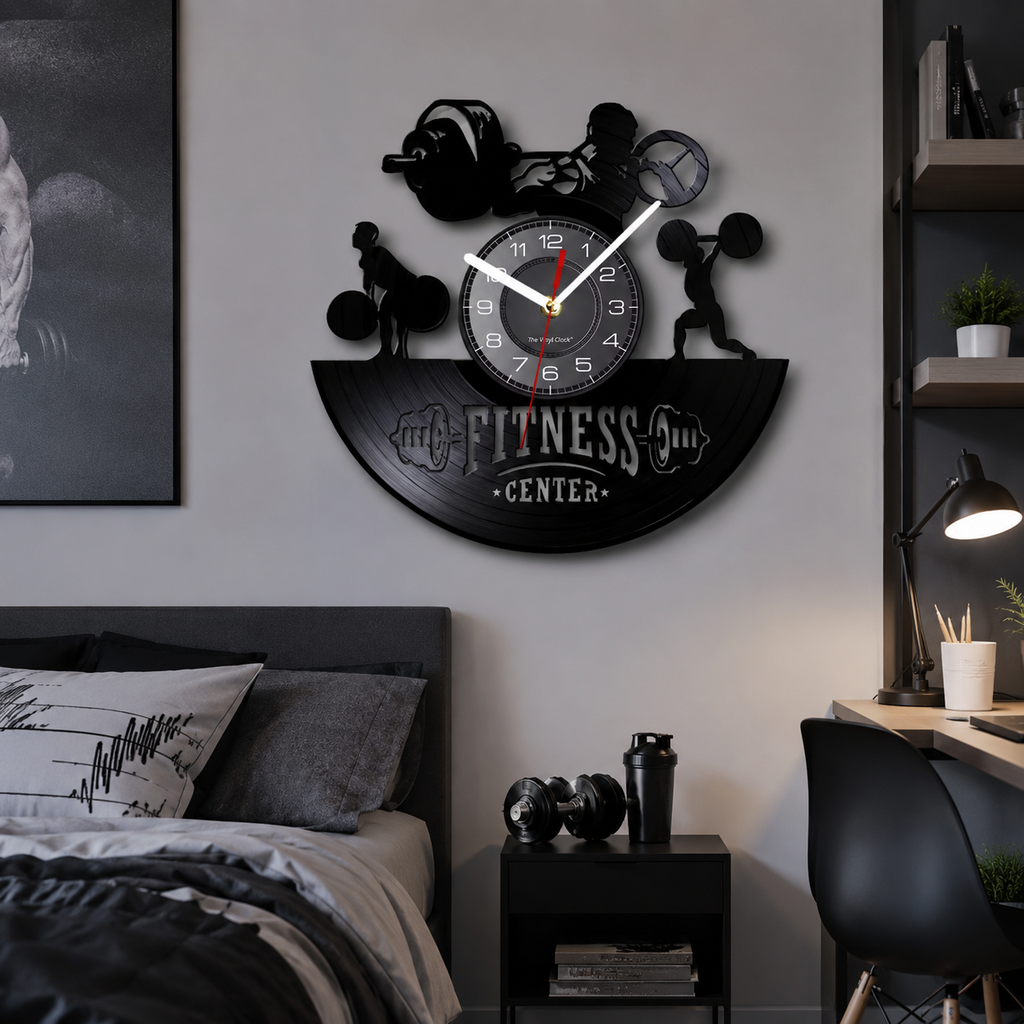 Horloge Murale Disque Vinyle Fitness Silencieuse – 30 cm – 9 Modèles