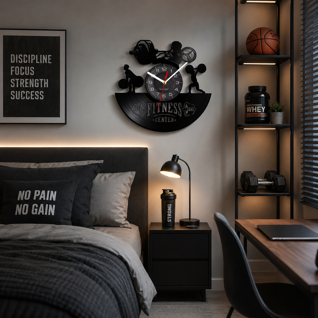 Horloge Murale Disque Vinyle Fitness Silencieuse – 30 cm – 9 Modèles