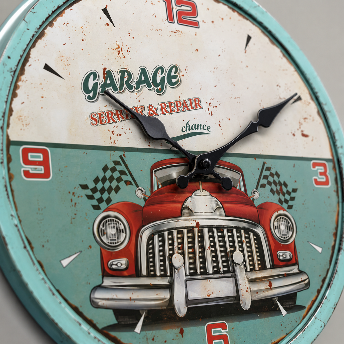 Horloge Murale Rétro Garage Bois Silencieuse – 25, 30, 35, 40 cm
