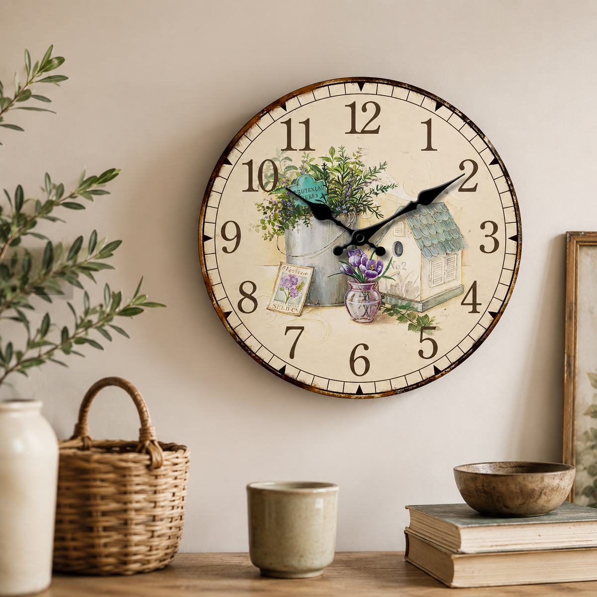 Horloge Murale Campagne Bois Silencieuse – 30, 35, 40 cm