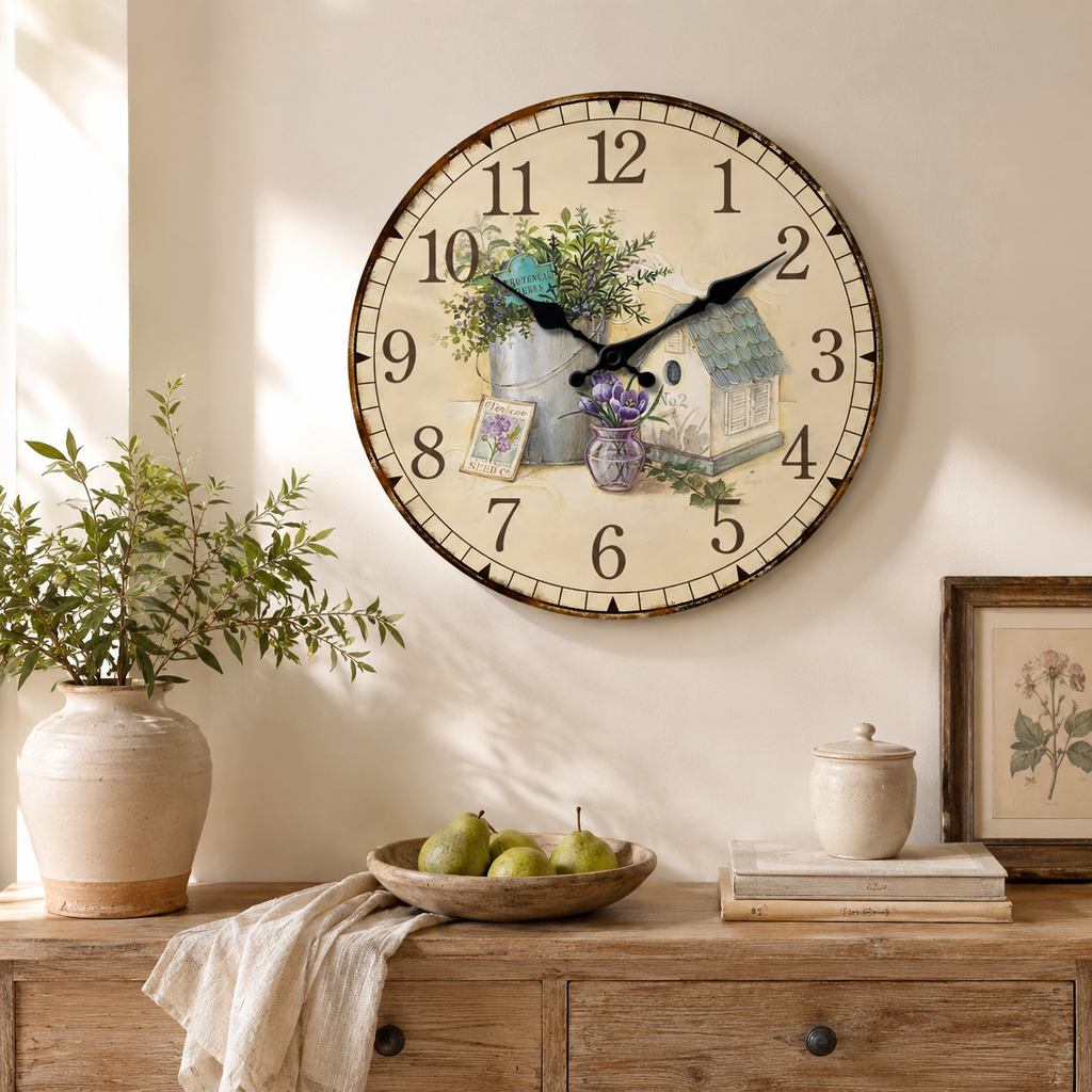 Horloge Murale Campagne Bois Silencieuse – 30, 35, 40 cm