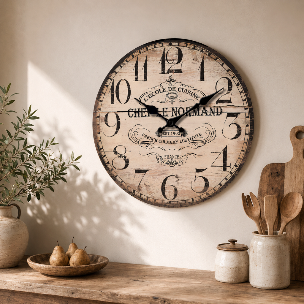 Horloge Murale Vintage Bois Silencieuse – 25, 30, 35, 40 cm