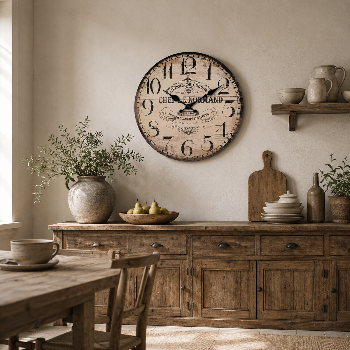 Horloge Murale Vintage Bois Silencieuse – 25, 30, 35, 40 cm