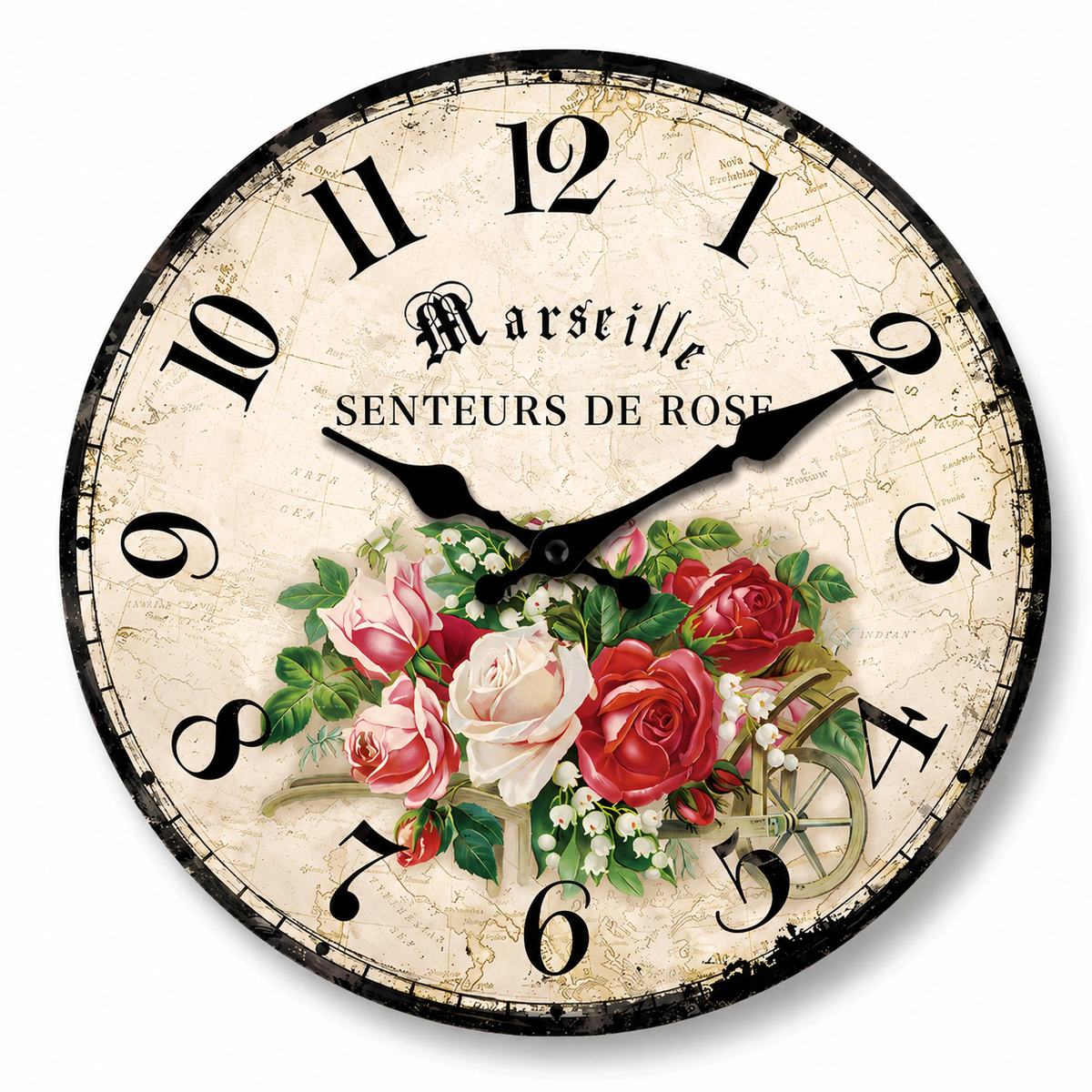Horloge Murale Fleurie Bois Silencieuse – 25, 30, 35, 40 cm