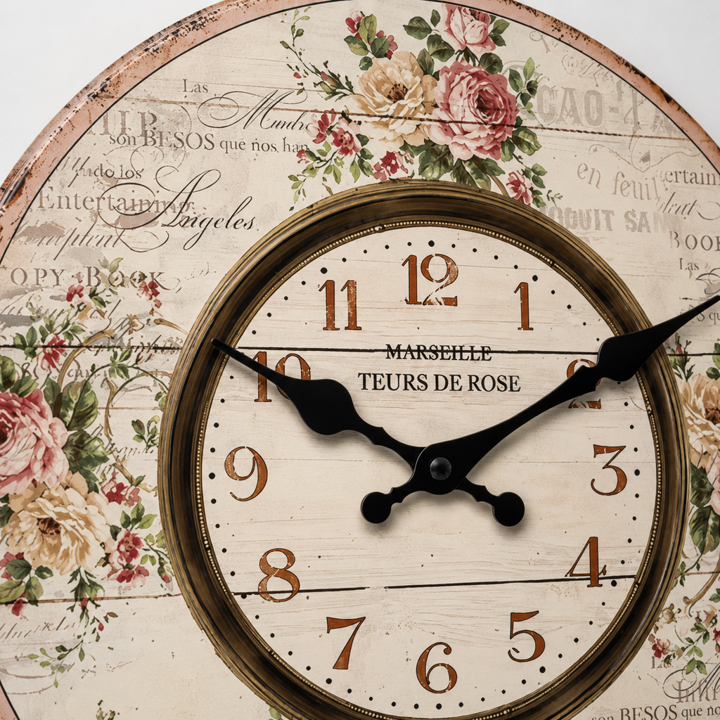 Horloge Murale Romantique Bois Silencieuse – 25, 30, 35, 40 cm