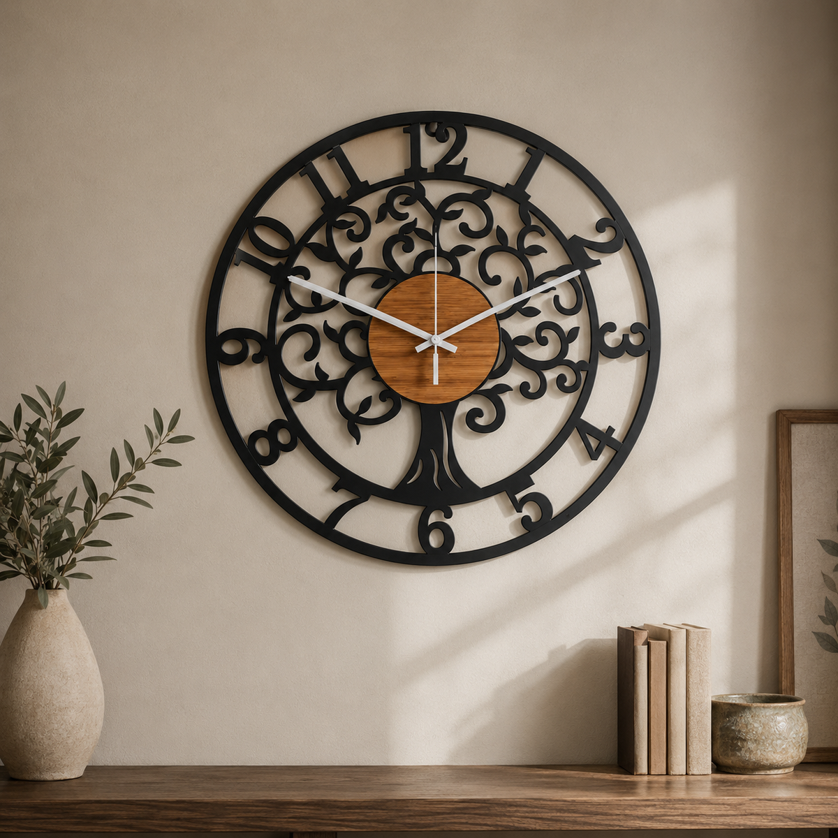 Horloge Murale Arbre de Vie Métal Silencieuse – 30, 35, 40 cm