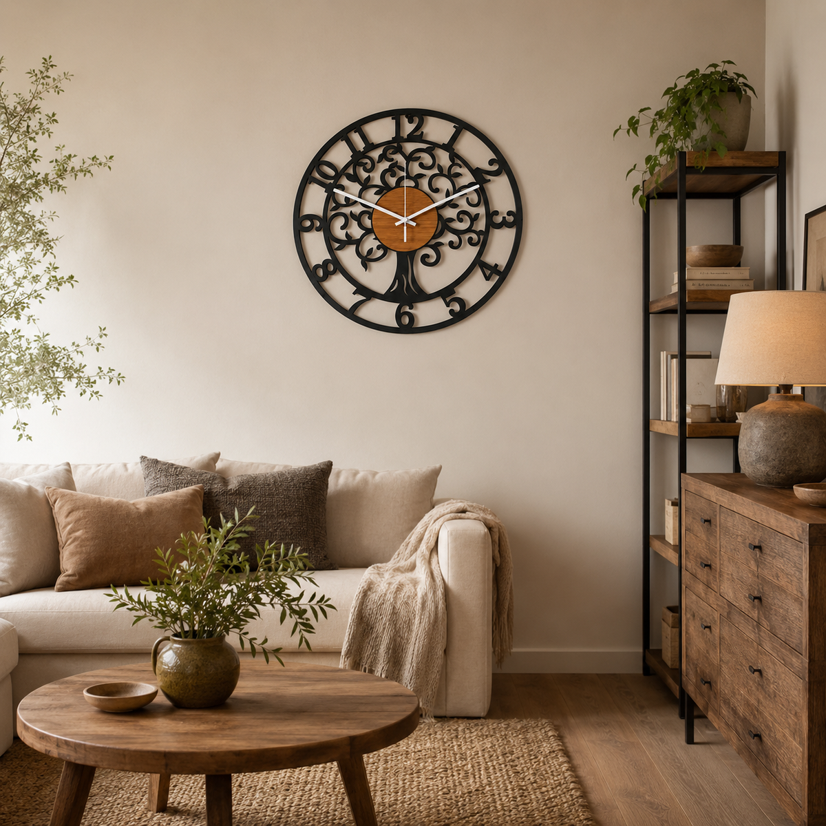 Horloge Murale Arbre de Vie Métal Silencieuse – 30, 35, 40 cm