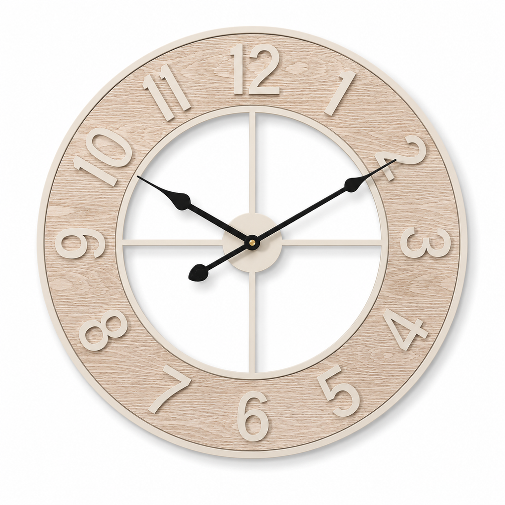 Grande Horloge Murale Bois Silencieuse – 60 cm