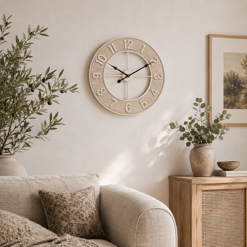Grande Horloge Murale Bois Silencieuse – 60 cm