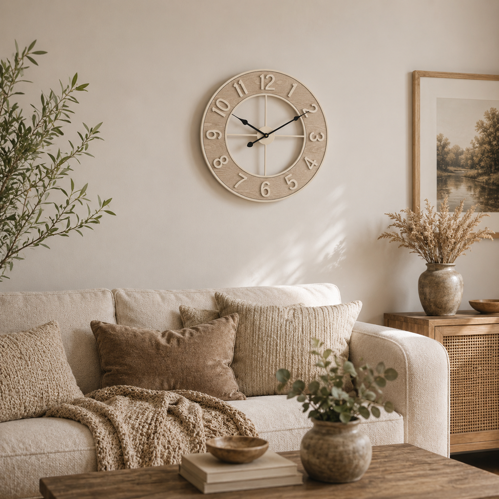 Grande Horloge Murale Bois Silencieuse – 60 cm