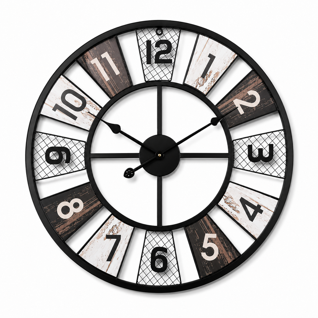Grande Horloge Murale Industrielle Métal Silencieuse – 60 cm