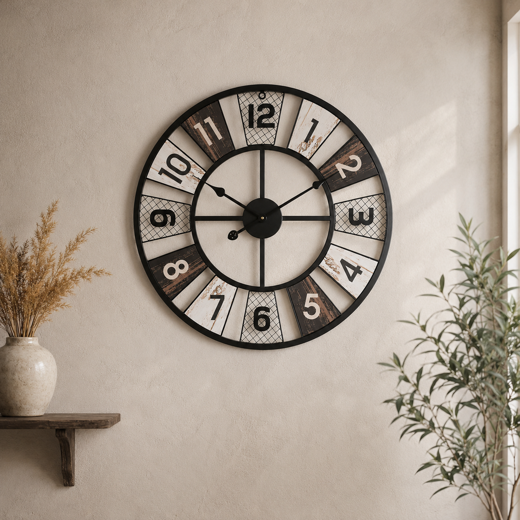 Grande Horloge Murale Industrielle Métal Silencieuse – 60 cm