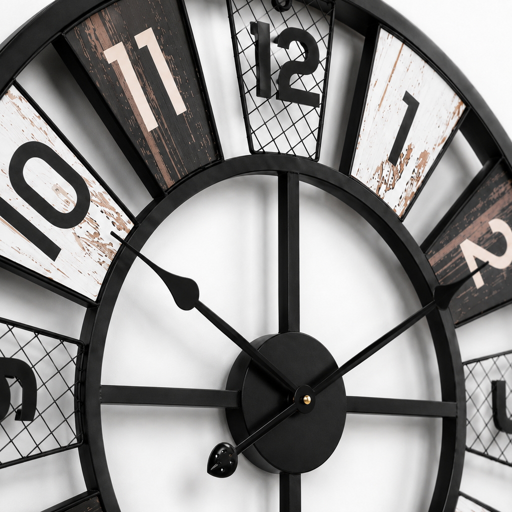 Grande Horloge Murale Industrielle Métal Silencieuse – 60 cm