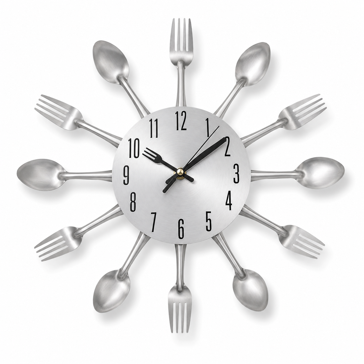 Horloge Murale Cuisine Couverts Métal Silencieuse – 32 cm