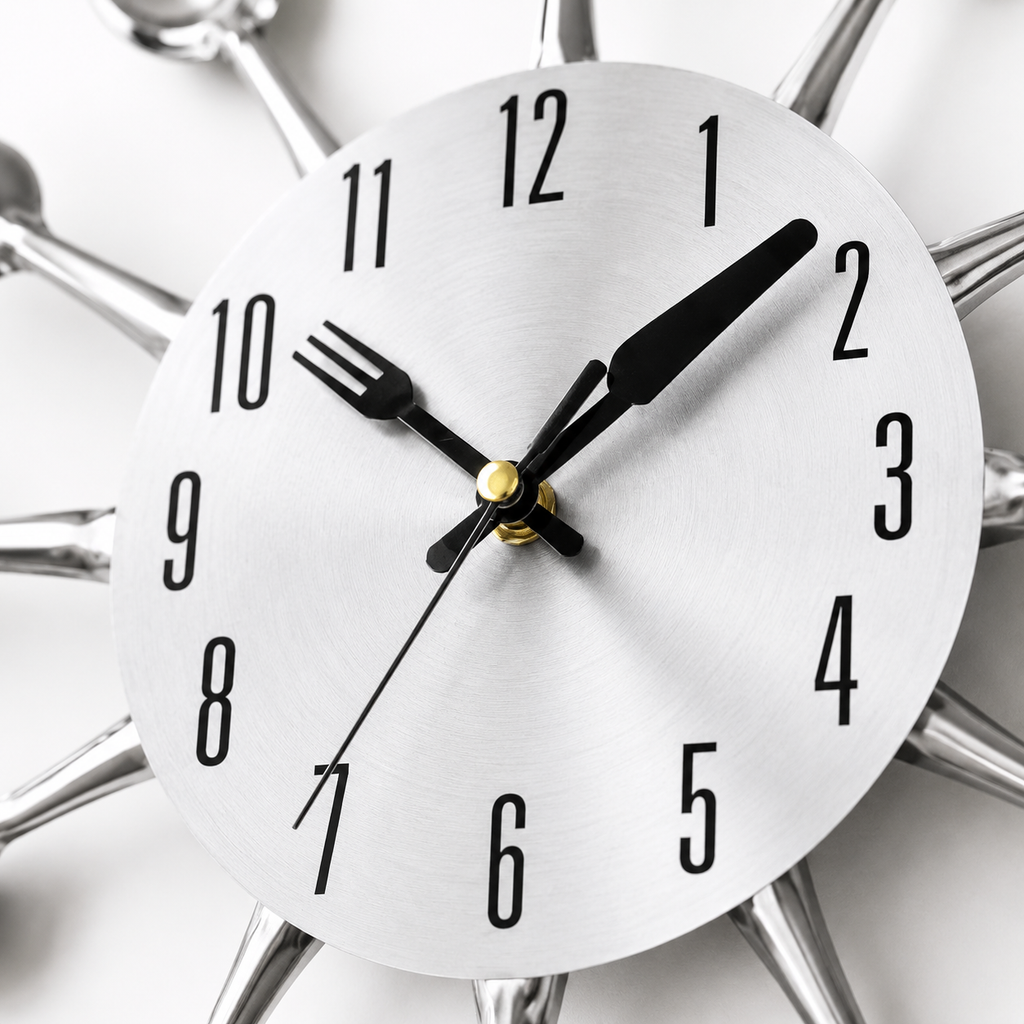 Horloge Murale Cuisine Ustensiles Acier Silencieuse – 36 cm – 2 Modèles