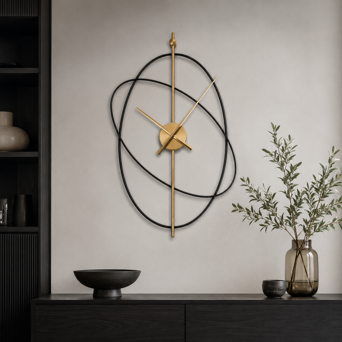 Horloge Murale Design Métal Anneaux Silencieuse