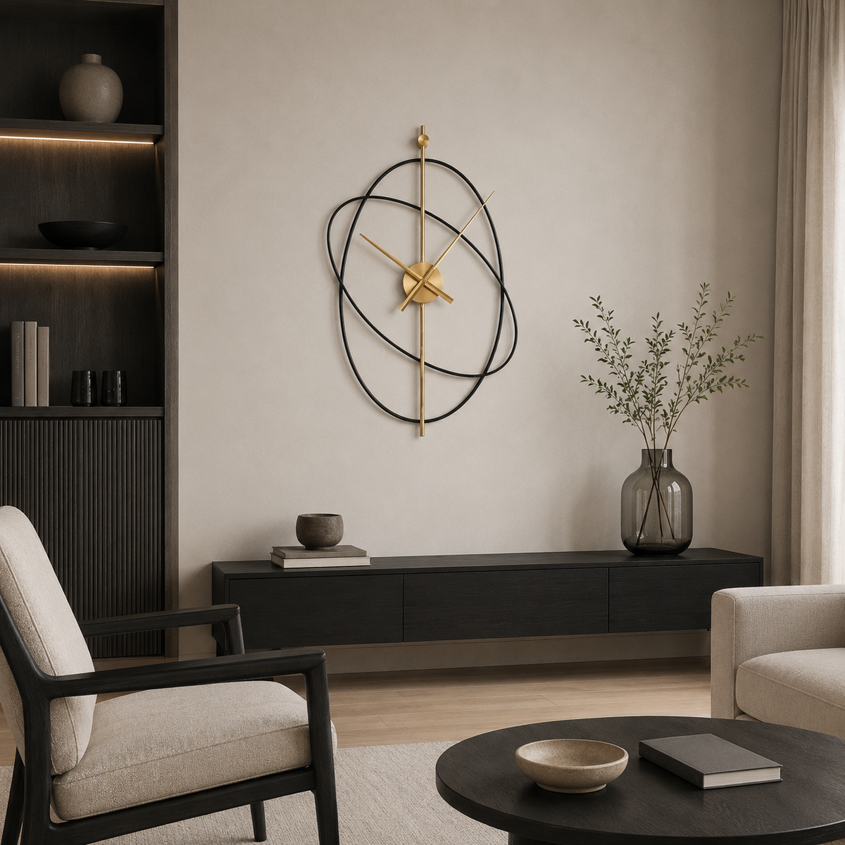 Horloge Murale Design Métal Anneaux Silencieuse