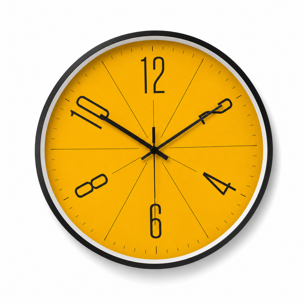 Horloge Murale Ronde 25cm et 30cm Cadran Jaune Moutarde 2 Modèles