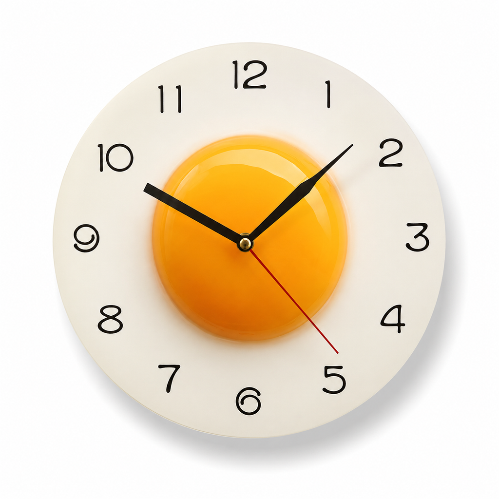Horloge Murale Cuisine Motif Œuf au Plat 30cm Mécanisme Silencieux