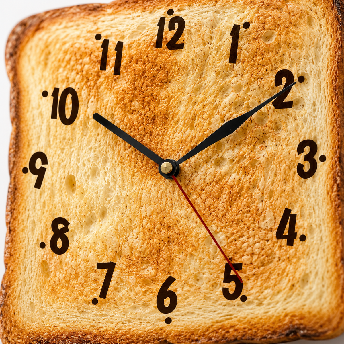 Horloge Murale Cuisine Motif Pain Grillé Carré 30cm